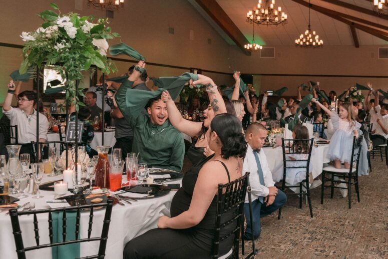 Brillo & Gomez Wedding - waving napkins